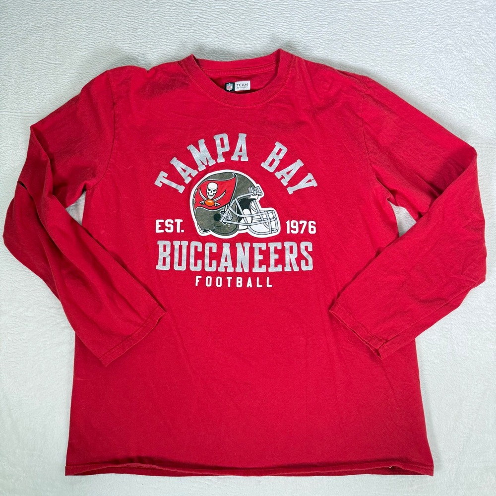 NFL Team Apparel Tampa Bay Buccaneers Shirt Mens Red Long Sleeve Est 1976 Large